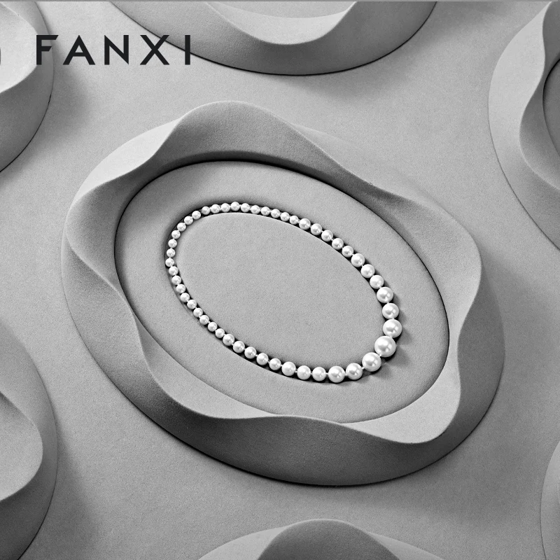 صينية مجوهرات اللؤلؤ، صينية عرض المجوهرات، حلقات من الألياف الدقيقة، القلائد، الأقراط، الأساور، دعائم العرض