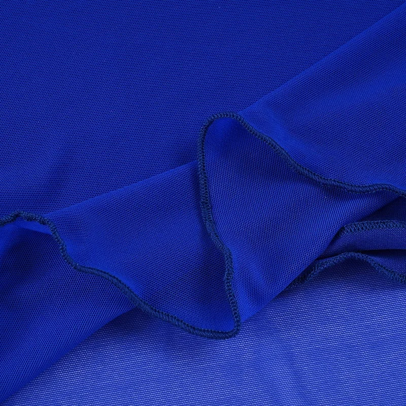 Women's Klein Blue Mesh Midi Skirt Low Waist Sexy Elegant Figure-Flattering European Style