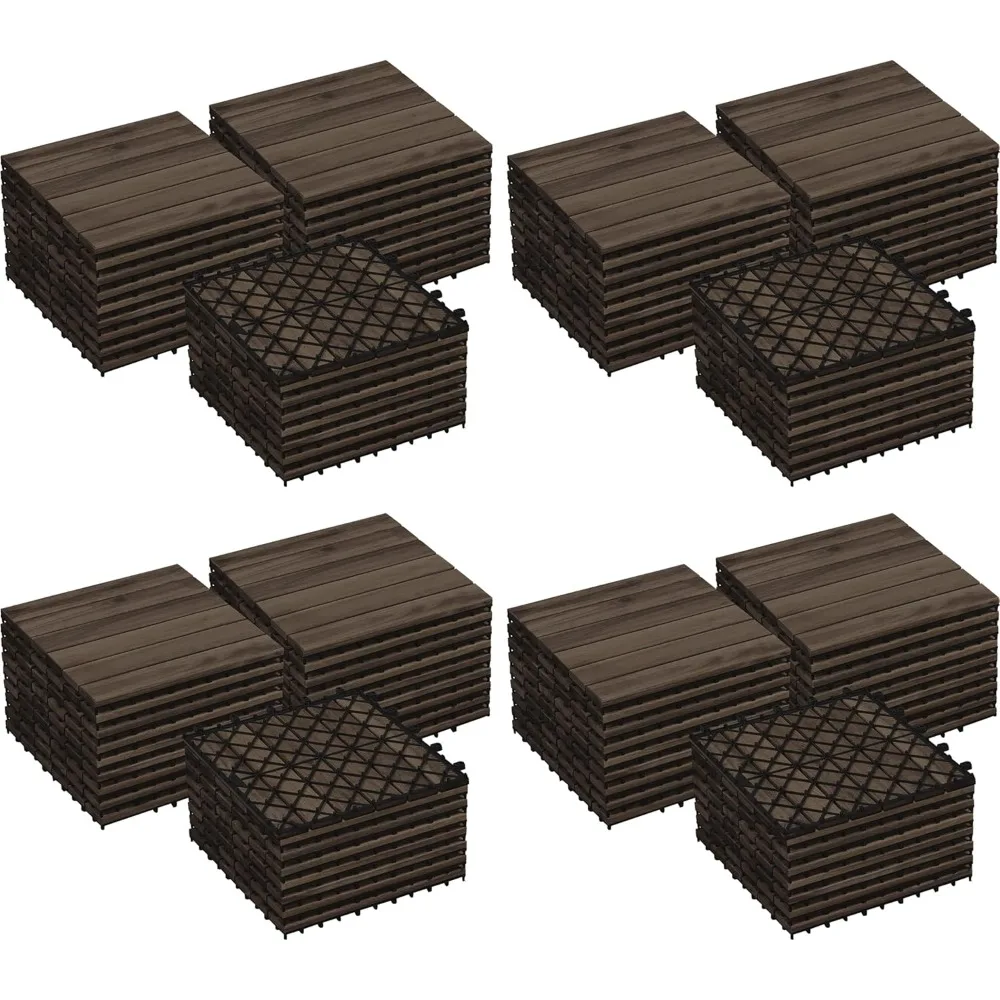 

Плитка из древесины акации: водонепроницаемый пол из 108 предметов для наружного и внутреннего использования — идеально подходит для патио, балконов, садов,