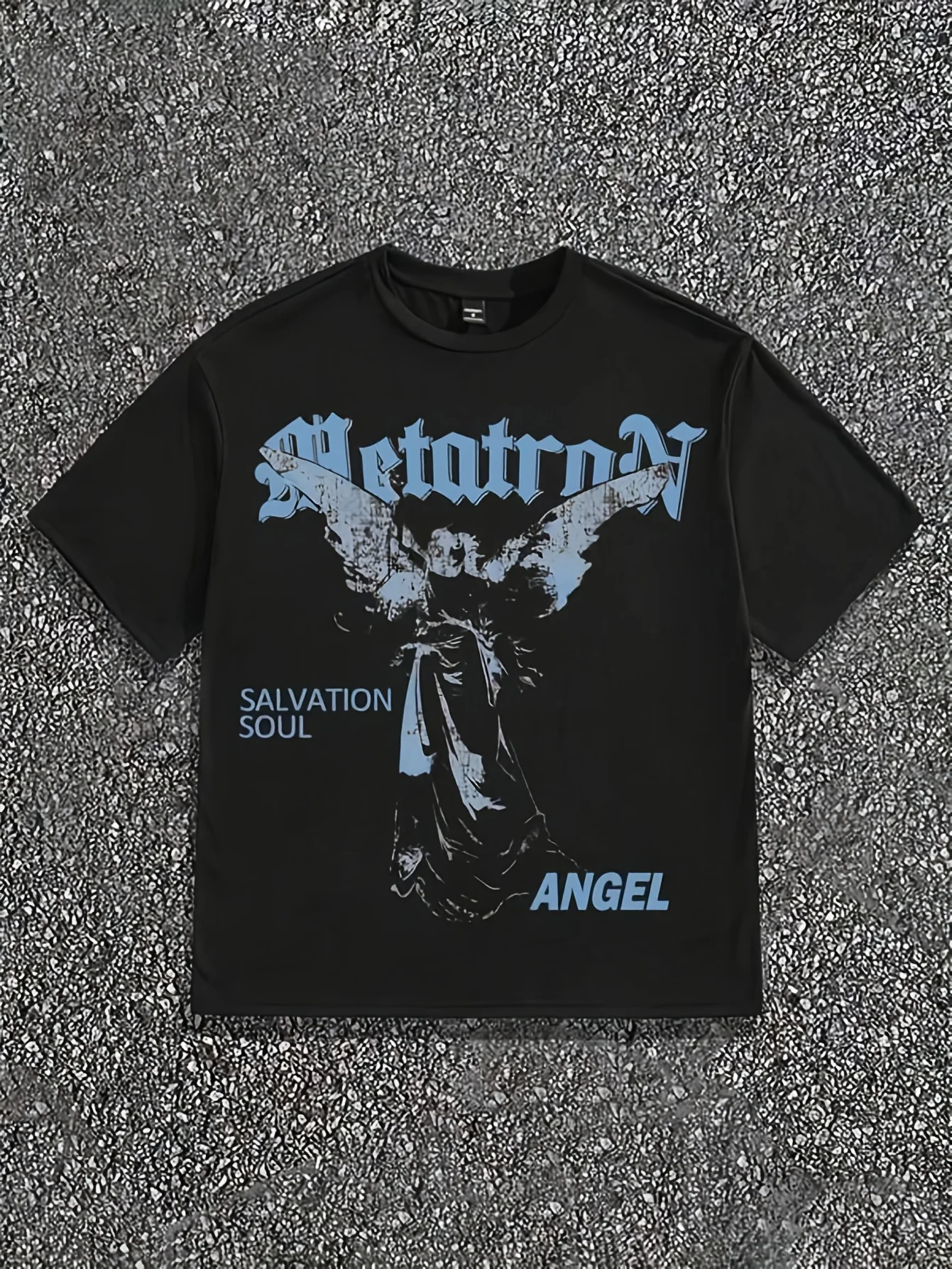 T-shirt oversize homme été 2026 « Salvation Soul » avec imprimé ange, manches courtes, style streetwear décontracté, coupe ample, haut quotidien pour homme