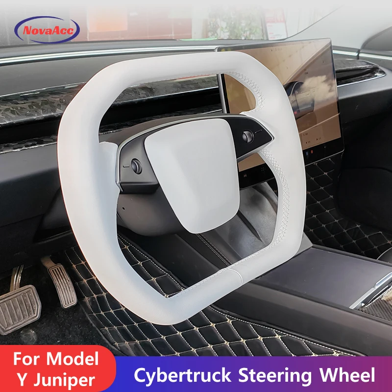 

Кибер ​ ​ Стильный руль Nappa для Tesla Model Y Juniper 2025 2026, улучшенное отопление, удерживающий автомобильный руль