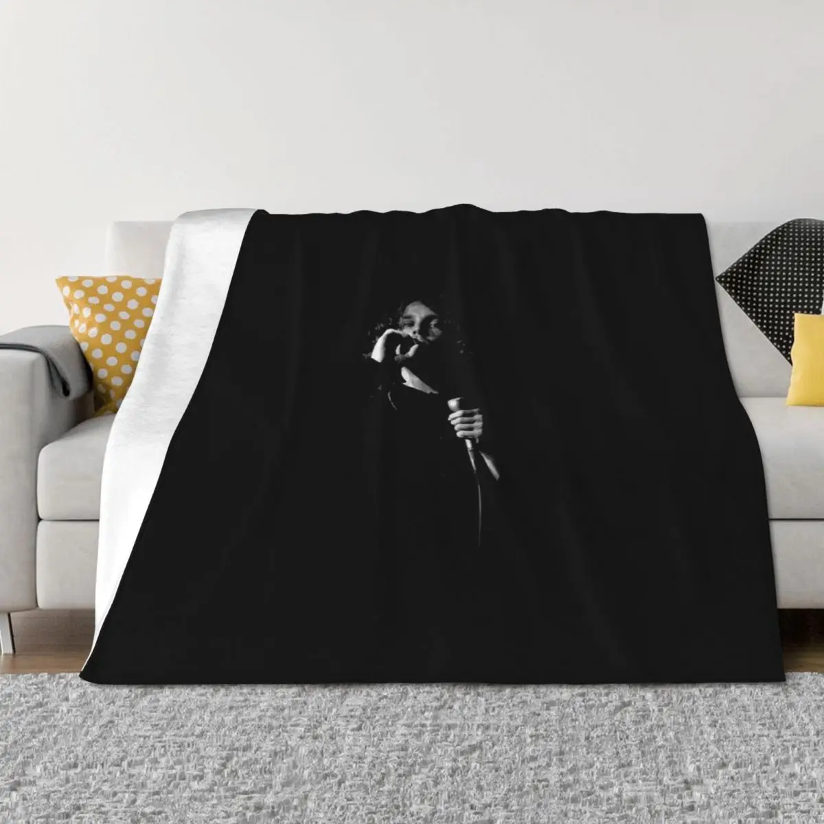

black idol jim art morrison face retro Essential Throw Blanket For Decorative Sofa Beach Shaggy Blankets