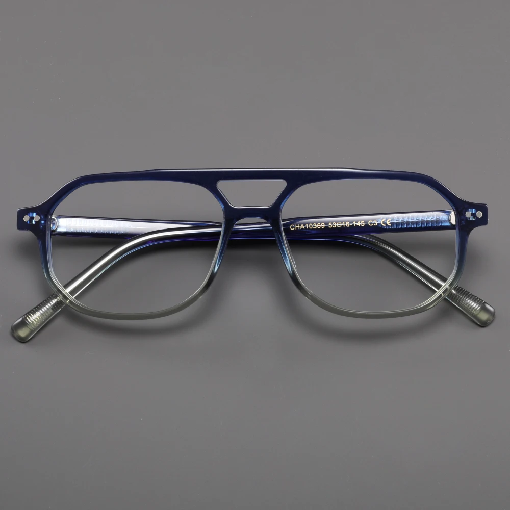 Super Quality Acetate Double Bridge Glasses Frame Men Myopia Prescription Eyeglasses Frame Reading Glasses Luxury Brand Eyewear