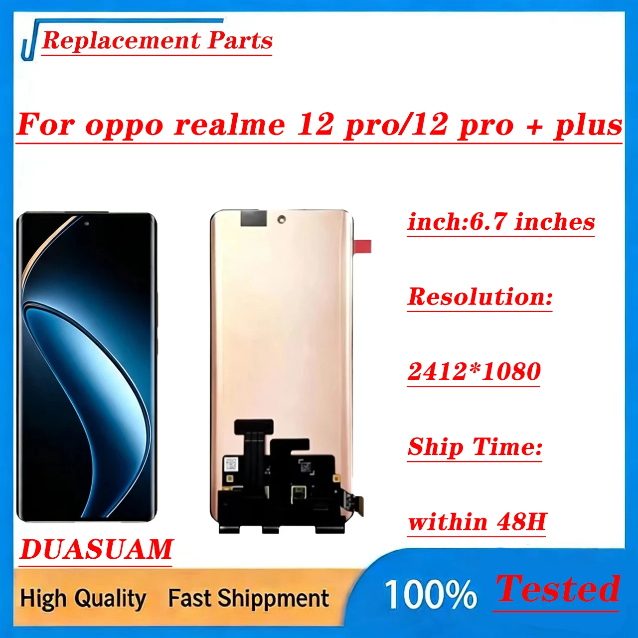 Original AMOLED Display for oppo Realme 12 Pro/Plus 5G 6.7