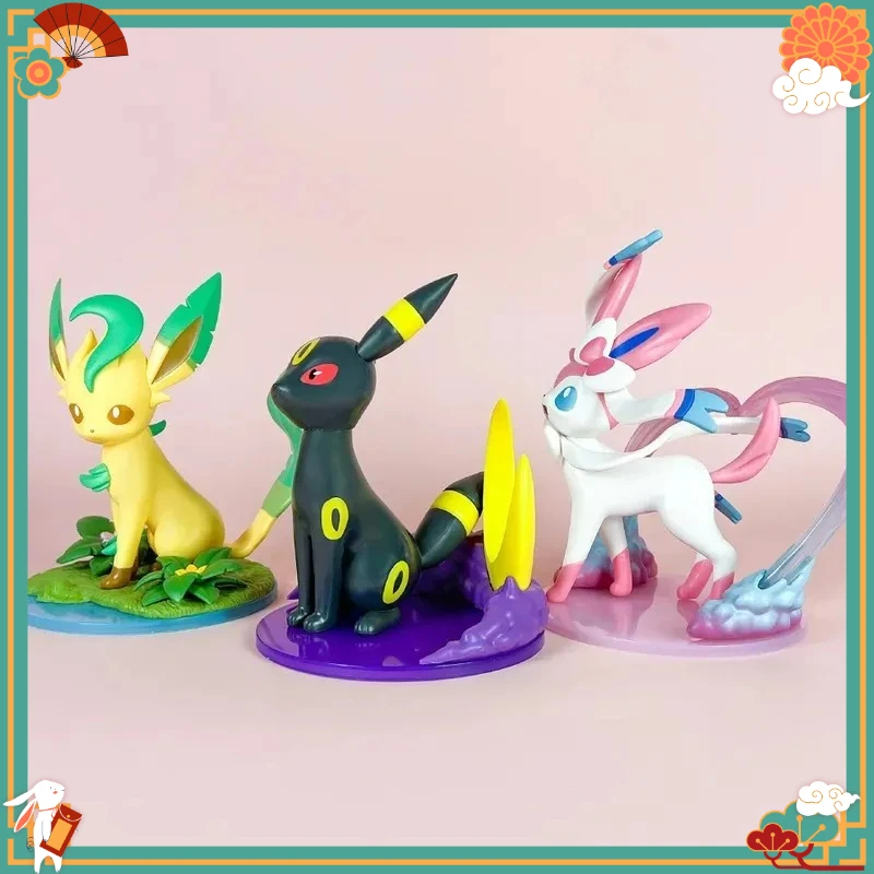 

2026 New Anime Cute Sylveon Umbreon Leafeon Statue Figures Model Collection Kawaii Tabletop Ornaments Toys Girl Birthday Gift