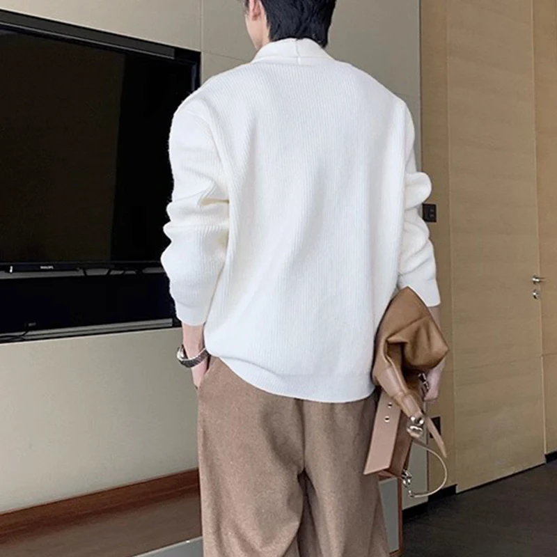 INCERUN Men Cardigan Patchwork Lapel Long Sleeve Knitted Casual Sweaters Men Streetwear 2025 Spring Autumn Fashion Sweater Coats