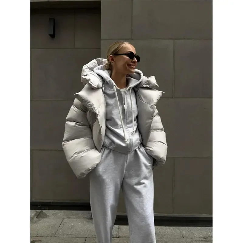 

Модная утепленная куртка с капюшоном для женщин, зимняя, в индивидуальном уличном стиле, с длинными рукавами, на хлопковой подкладке