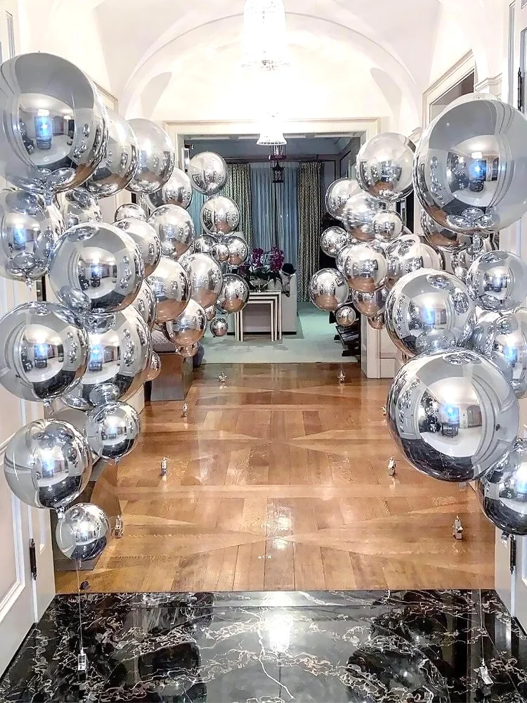 1/3/5 Stück silberne 4D-Effekt-Aluminiumfolienballons für silberne Themen, Geburtstagsfeiern, Junggesellinnenabschiede, Hochzeiten, Brautmädchen-Themen Dec – Detail 5