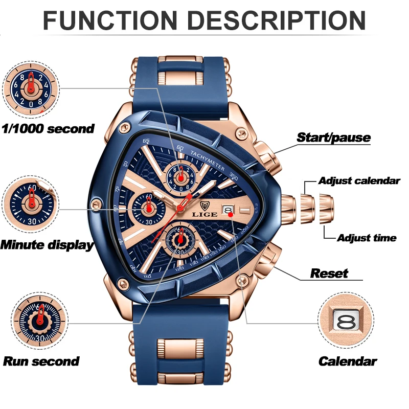 LIGE New Fashion Military Quartz Watch For Men Top Brand Luxury Men Watch Sport Waterproof chronograph Wristwatches Reloj Hombre