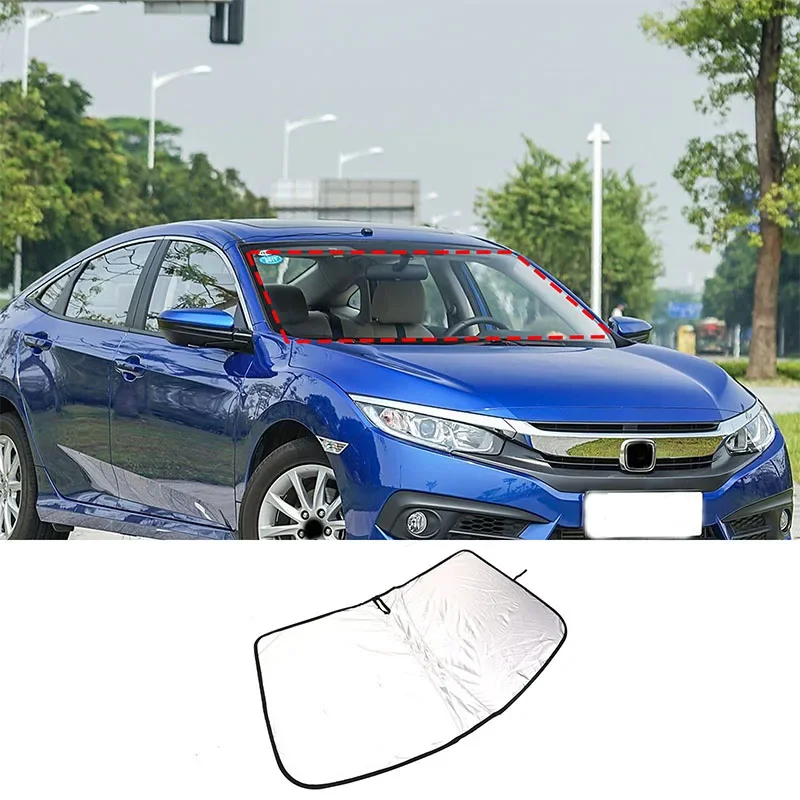 

For Honda Civic 10th Car Front Windshield Sunshade Visors UV Block Cover Silver Tape Accessories 1 Pcs