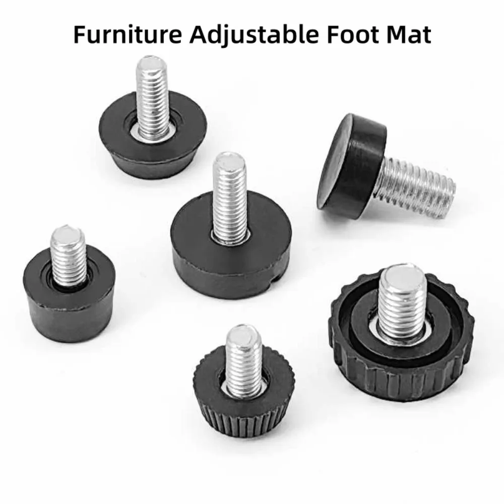 M8 Galvanized Screw Adjustable Leveling Feet, Black Plastic Anti-Shock Furniture Leg Pads for Tables Chairs Cabinets & Equipment