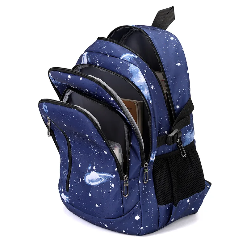 Conjunto de mochilas escolares para niños, mochilas escolares impermeables para adolescentes, niños, cielo estrellado, mochila para estudiantes, fiambrera con estuche para lápices