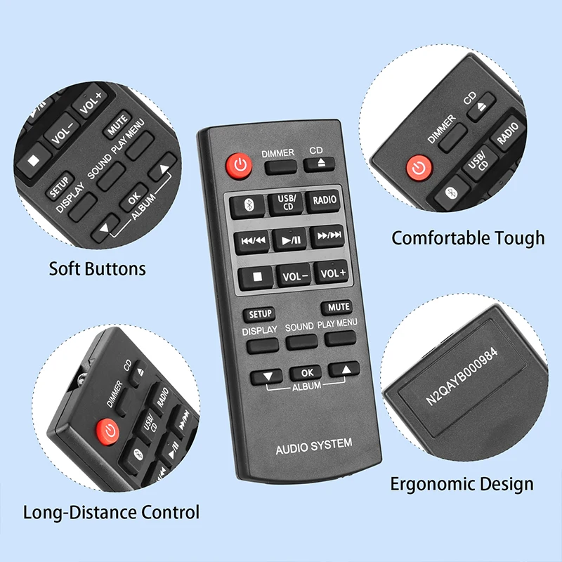 N2QAYB000984 Remote Control For Panasonic CD Audio System SCHC200 SA-PM250 SC-PM250 SC-PM602 SC-UX100 SC-UX102 SC-UX104 SC-PM250