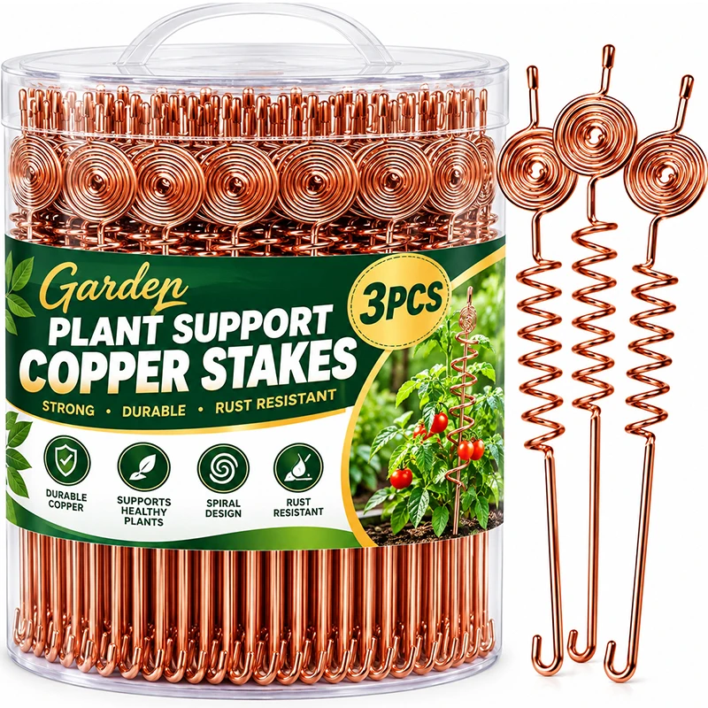 Copper Electroculture Plant Stakes Coil Antenna Plant Growth Support Garden Copper Wire Rod for Vegetables Flower Pot Fruit Tree