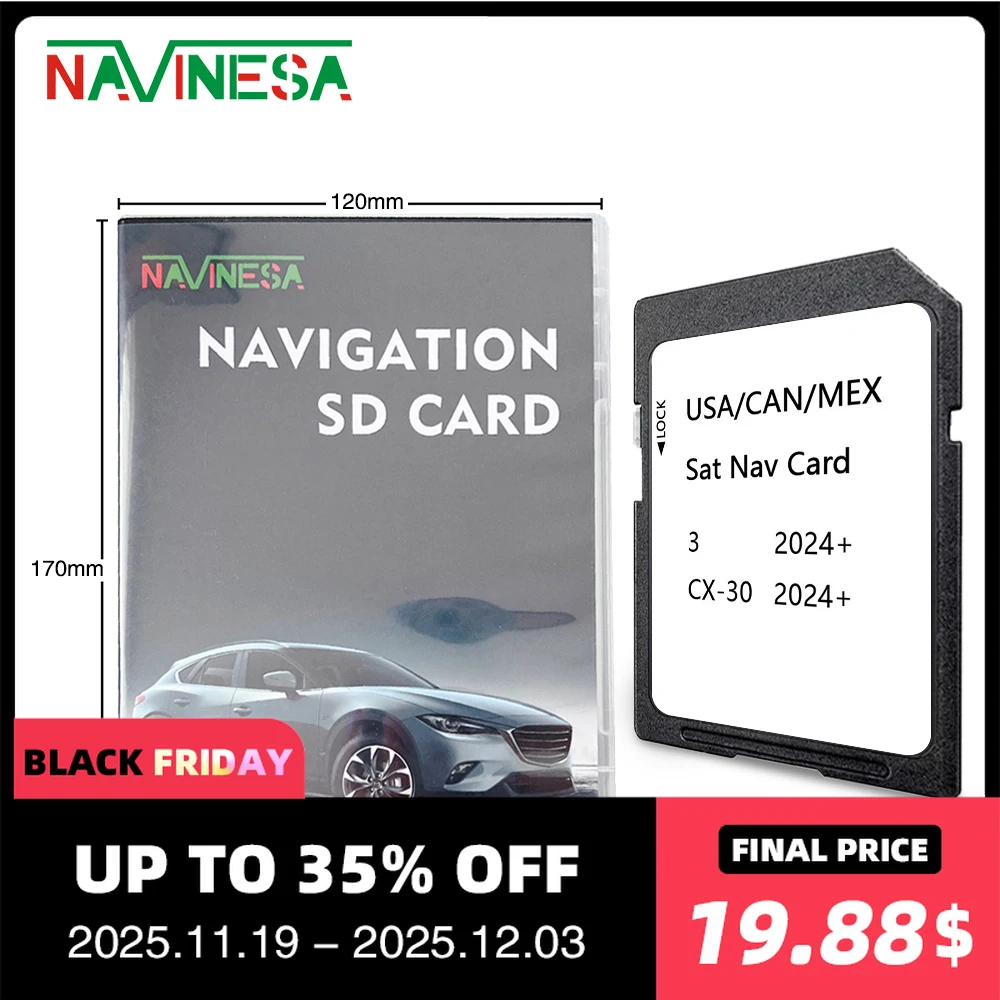 

GPS Accessories for Mazda 3/CX-30 2024 Car Upgrade Navigation Media USA Canada Mexico Maps SD Card 16GB Sat Nav North America