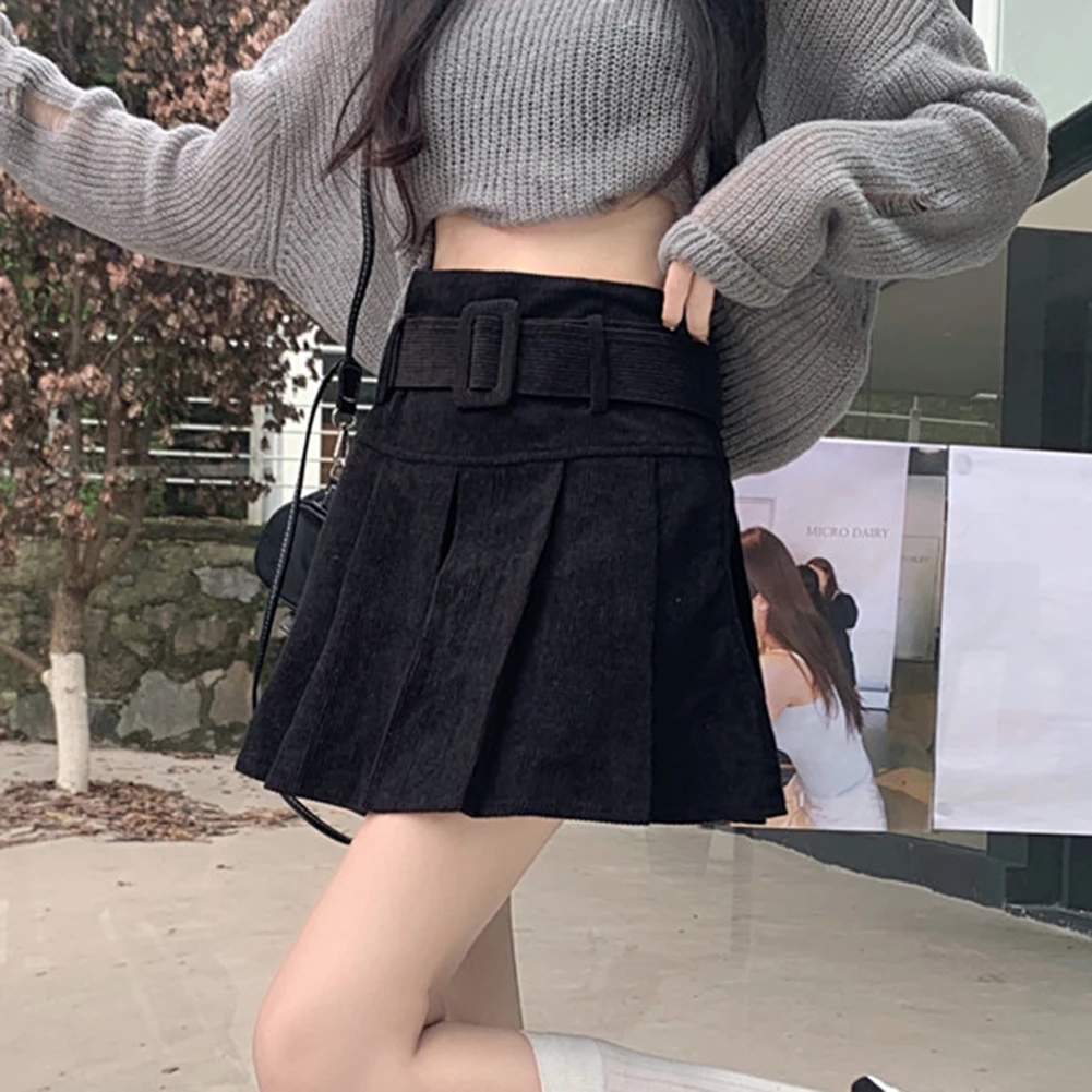 

All-match Pleated Fashion All-match Casual Skirt Corduroy Skirt All-match Commuting Style Slightly Elastic Slim Fit