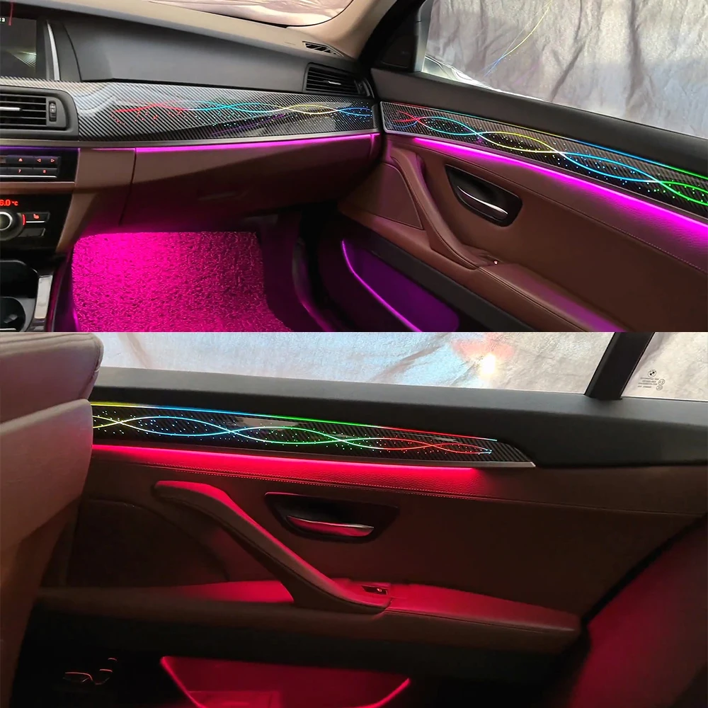 For The old BMW 5 Series F18 luminous decorative panel  Carbon fiber ambient light  Starry Sky Flowing Atmosphere Light RGB 256