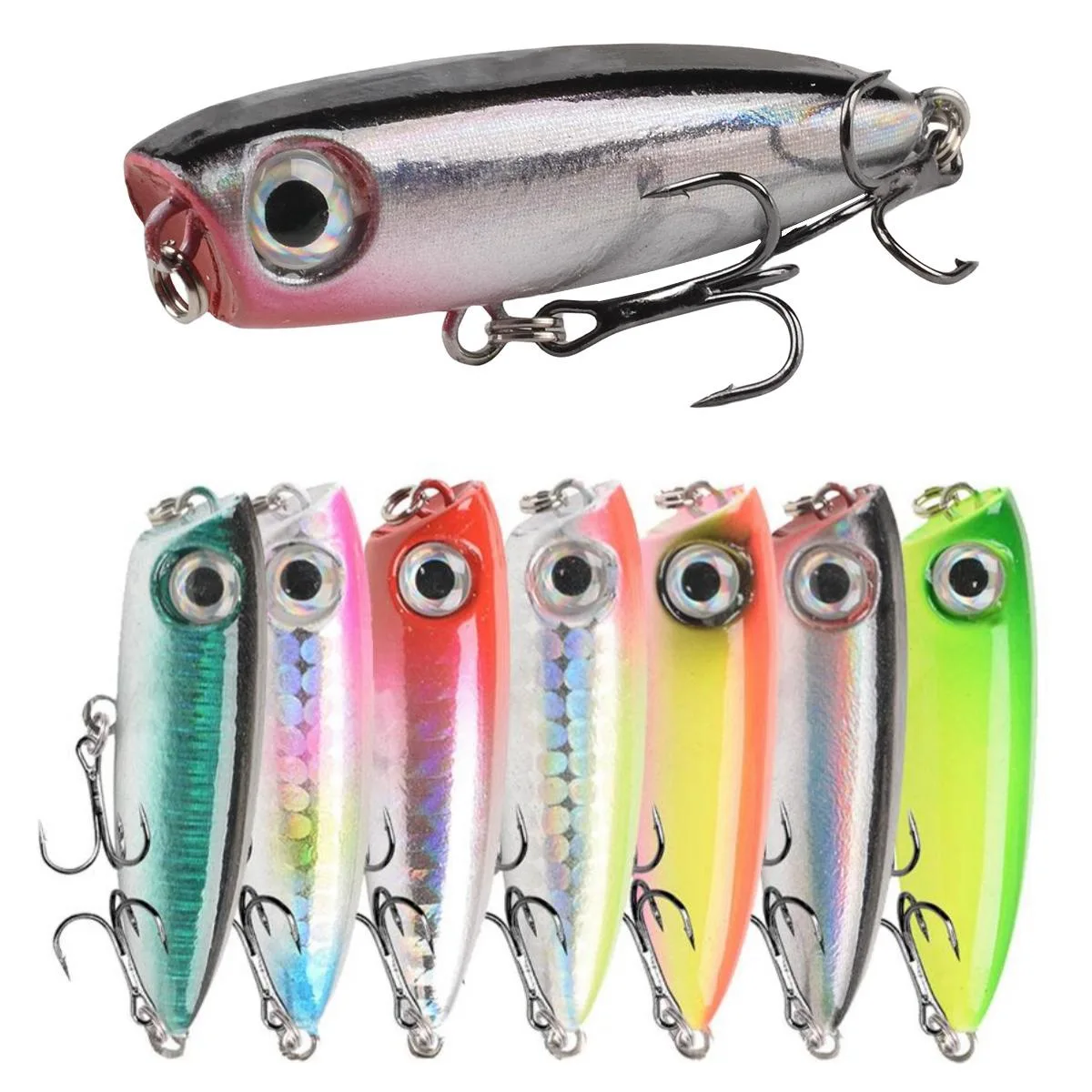 In Stock 4.5cm/3.2g Micro Floating Popper Long Cast Rattle Bionic Hard Bait Bass Perch Trout Freshwater Fishing Tackle