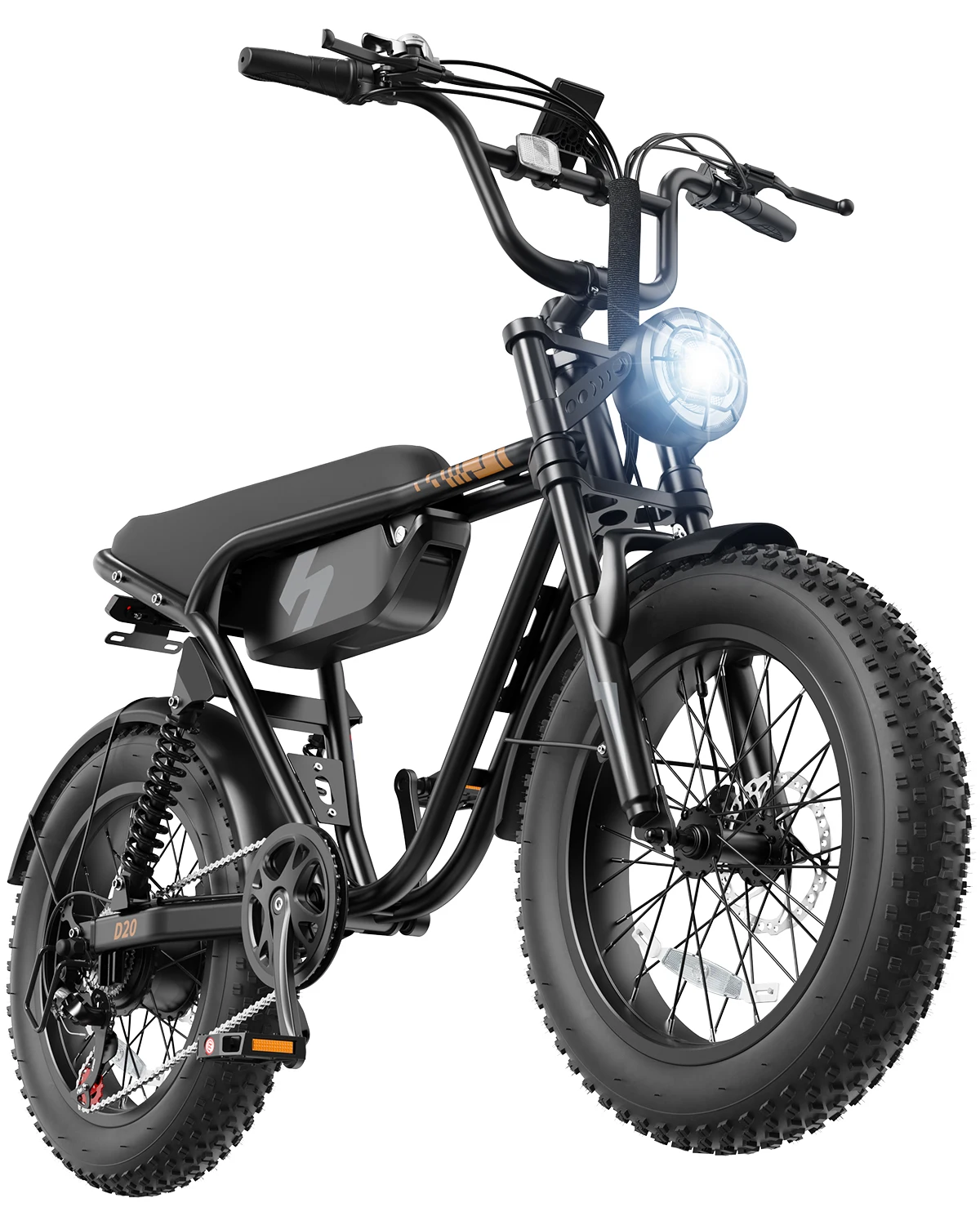 Hopepeak D20 Electric Bike, 20" Fat Tires Electric Mountain Bike, 1800W Peak Motor 48V 15.6Ah, 28 MPH 75Mi Range Off-Road Ebike with Full Suspension image 3