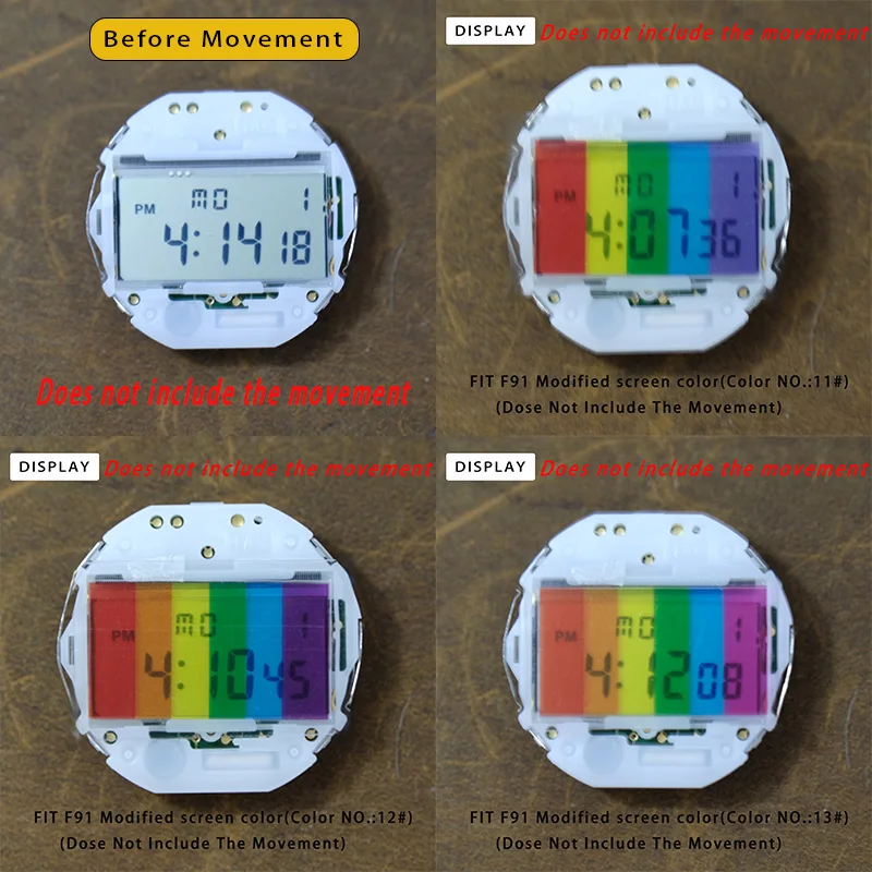 For F91W WS-7 A158 A159W A168 retro small square ins style screen color modification film 3PCS sticker DIY modifiy accessories