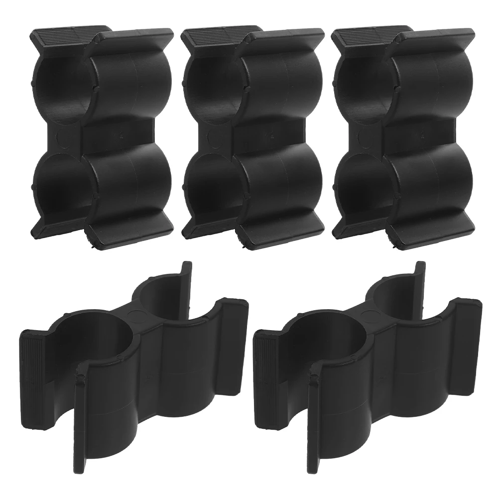 

5pcs Black Clamps Shelf Plastic Double Pipe Pipe Fitting Link Clip Fasteners Clamp Clamps Rv Yacht Clips Clamp 7/8\