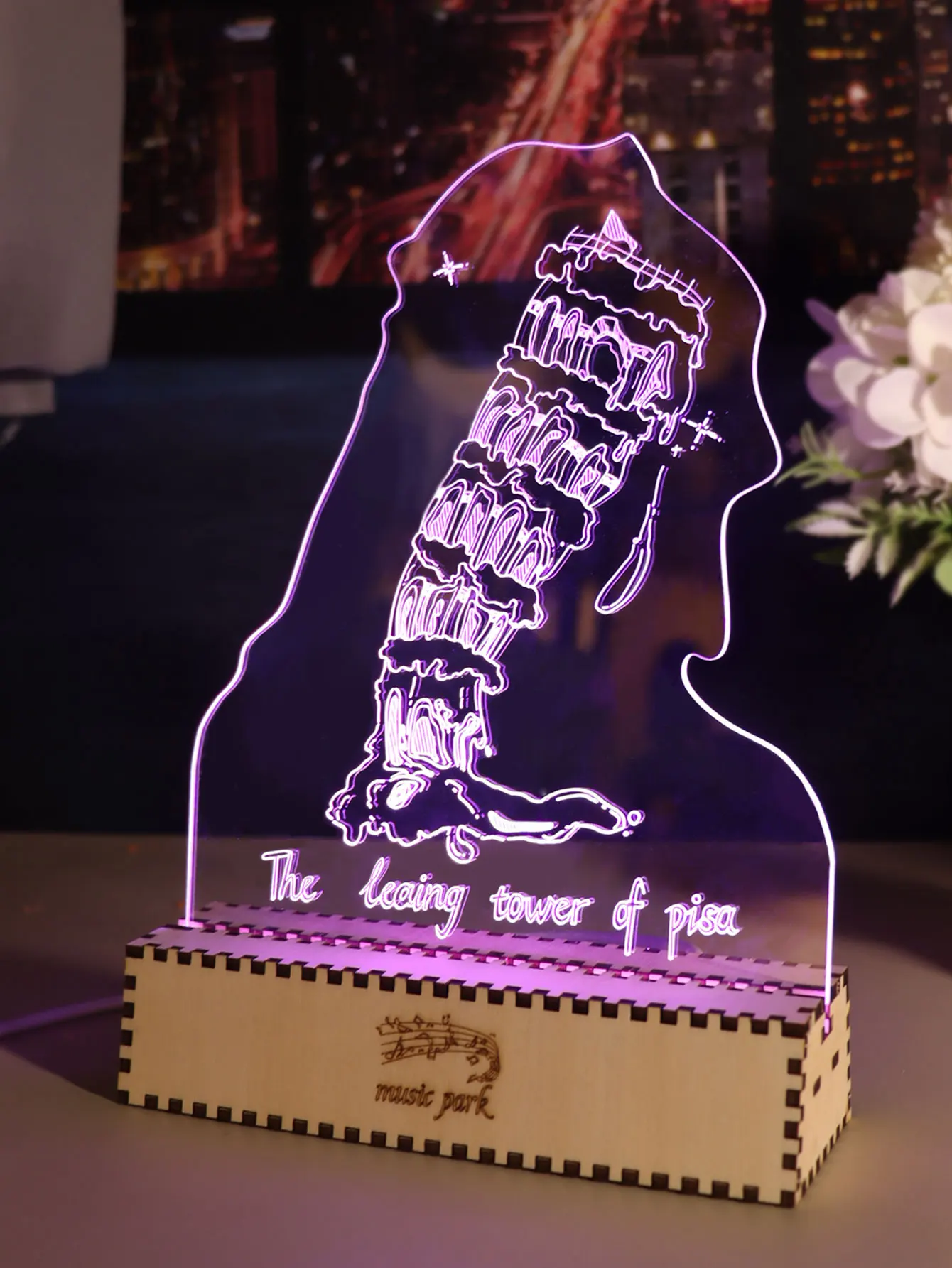 

Leaning Tower of Pisa Famous Building Gifts For Best Friend Women 3D Puzzle Engraved Night Light Long Distance Friendship Gift F
