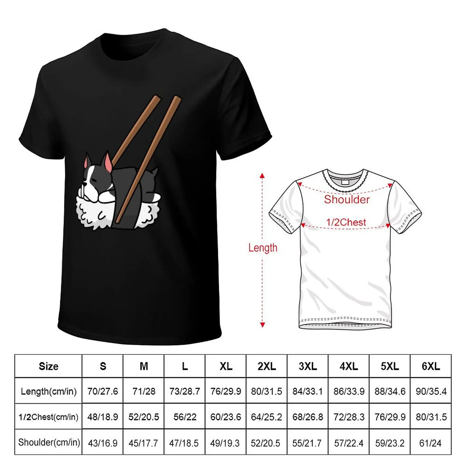 Funny Sushi Boston Terrier T-Shirt Casual Streetwear Short Sleeve Tee