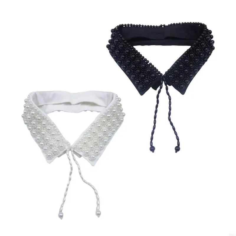 

2025 New Elegant Detachable Collar Artificial Pearls Neckpiece Breathable Polyester Decorative Collar for Women Clothes Enhancer