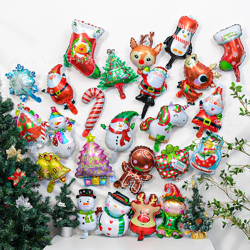 10pcs Mini Christmas Foil Balloons Santa Claus Snowman Elk Balloon Kids Birthday Christmas Decoration Navidad New Year Supplies