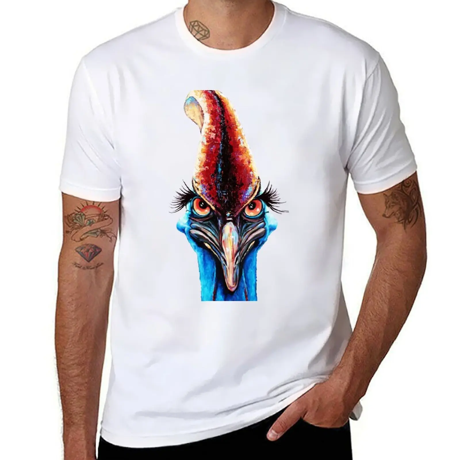 

cassowary face T-Shirt funny t shirts man t shirt men 100% cotton luxury brand T-Shirt