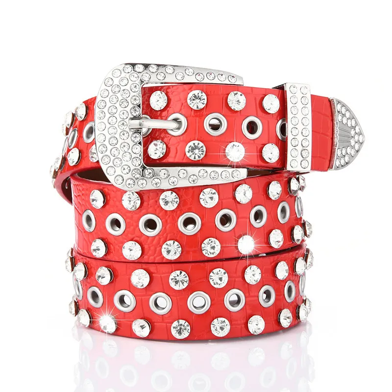 Wholesale of Korean Version Fashionable Girl Denim Belt with Diamond Inlaid Water Diamond Belt for Women\'s Decoration