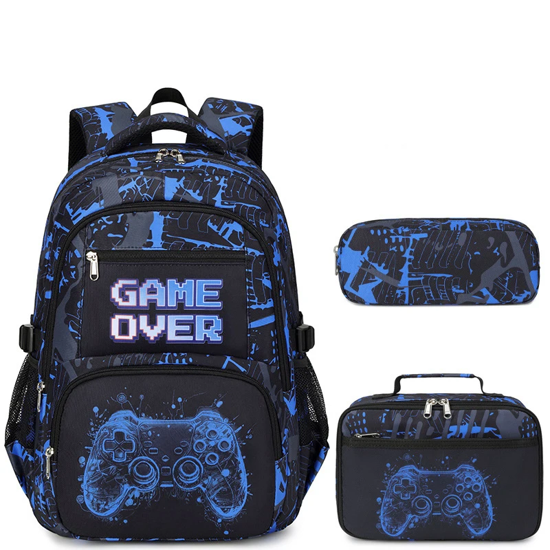 3pcs/set School Backpack for Boys with Lunch Bag and Pencil Case School Bags for Elementary Student Backpack Teenage Book bags