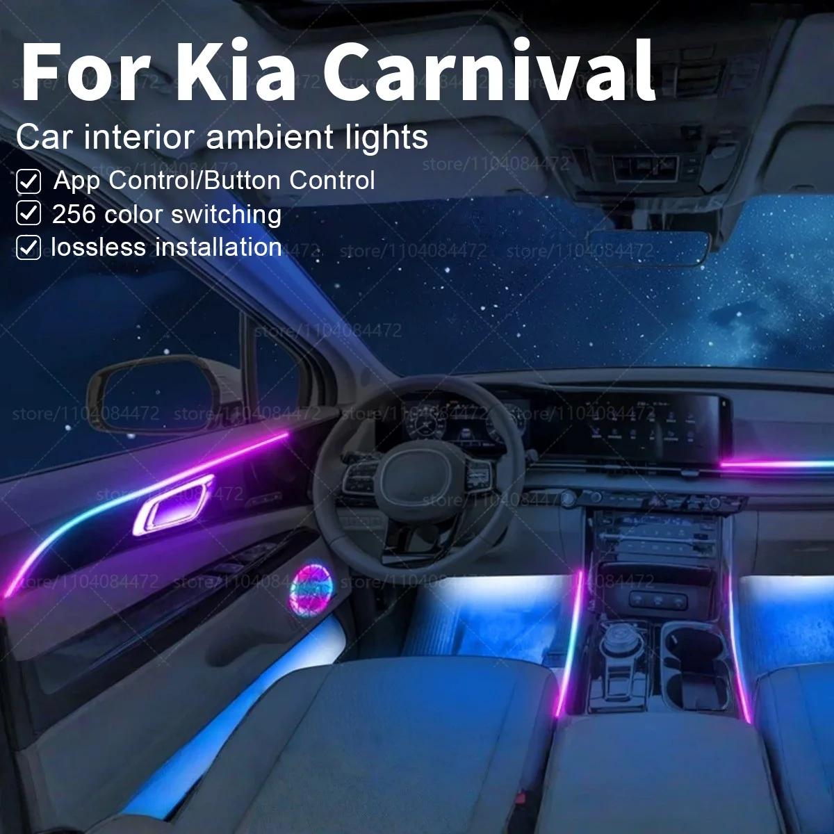 

22в1 RGB интерьер автомобиля акриловые автомобильные окружающие освещение RGB скрытая акриловая полоса украшения атмосферные аксессуары для Kia Carnival