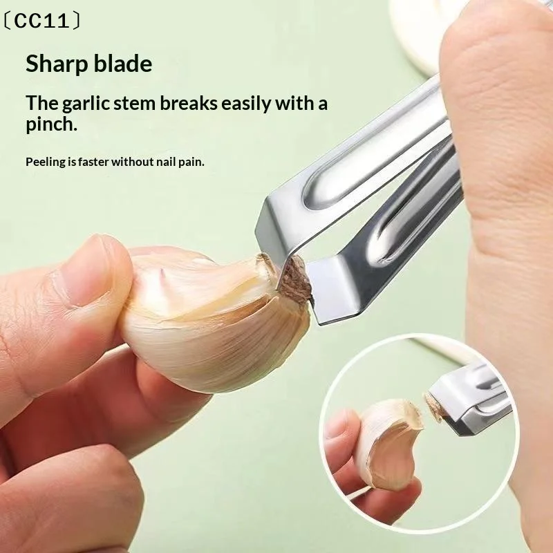 Stainless Steel Garlic Peeling Clip Ergonomic Design One Piece Structure For Home Kitchen Restaurant Daily Cooking〔CC11〕
