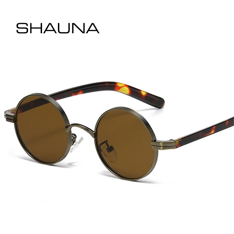 

SHAUNA Retro Small Round Metal Punk Women Men Sunglasses Shades UV400 Clear Lens Frame