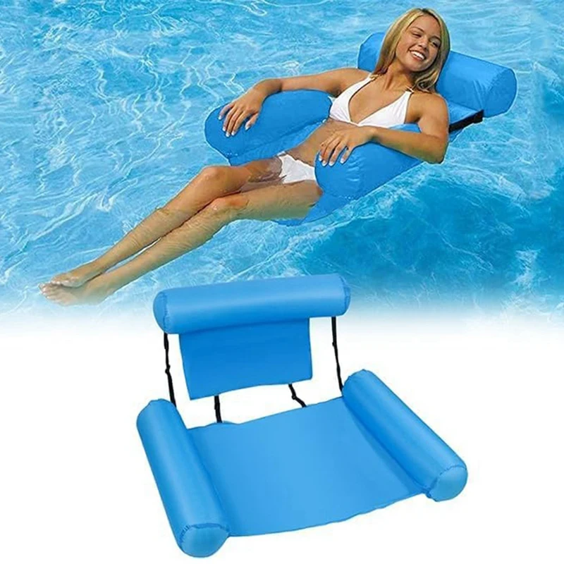 Pool Float Chair, Adult Inflatable Pool Lounger, Foldable Portable Float Seat, Pool Party Summer Water Fun