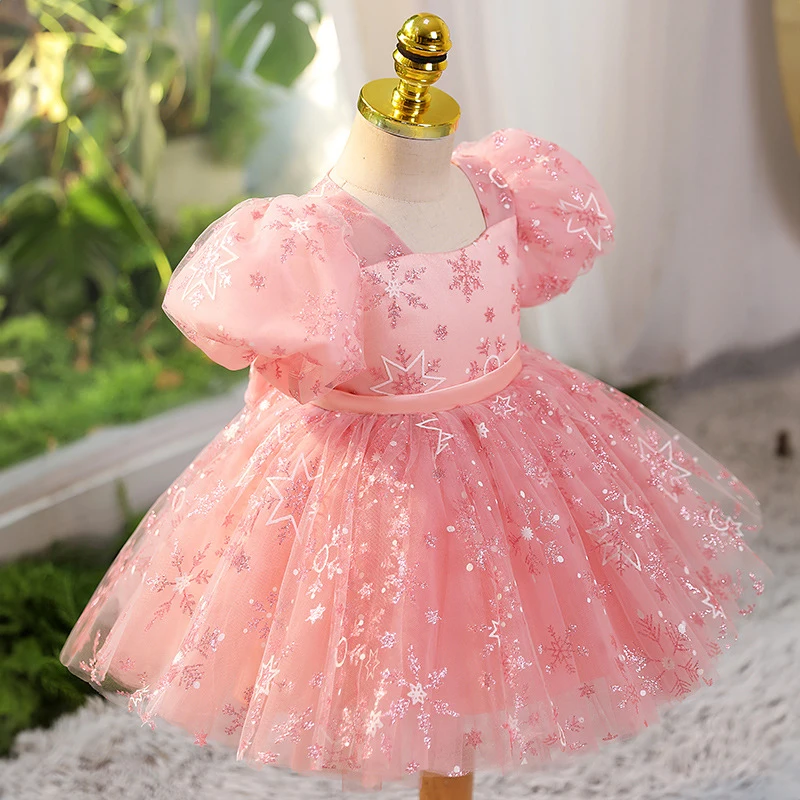 Children Eid Luxury Birthday Party Dress for Girls Mesh Tulle and Bow Fluffy Short Evening Gowns Kids Formal Cute Gala Dresses