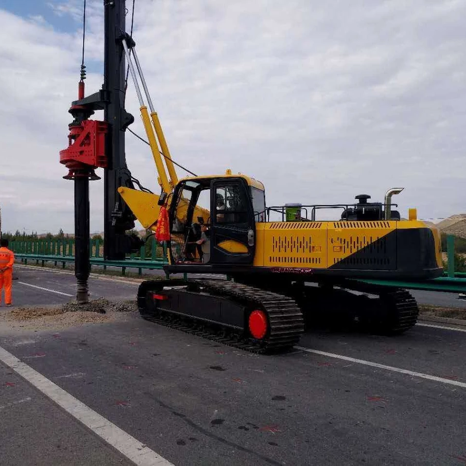 Construction Diesel Engine Crawler Guardrail Rotary Drilling Rig 21m LR80 Concrete Screw Pile Driver
