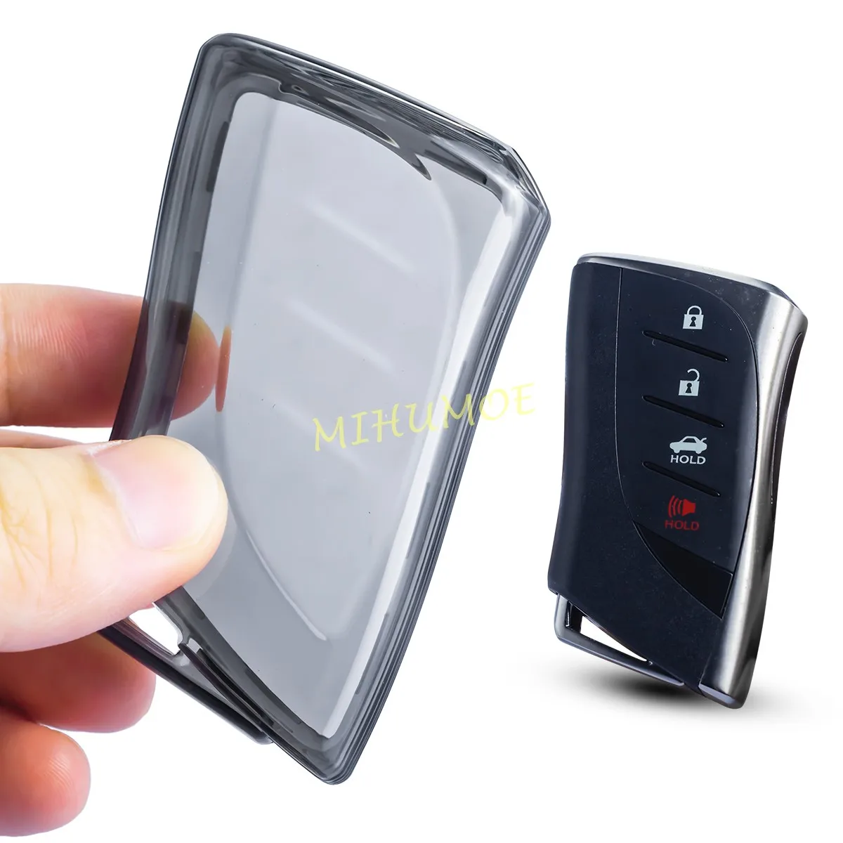 Voor 2017-2025 Lexus ES LS RX 350 300 h UX200/250 h LC500h LX600 Zwart Transparant Autosleutel fob Case Cover Sleutelhanger Accessoires