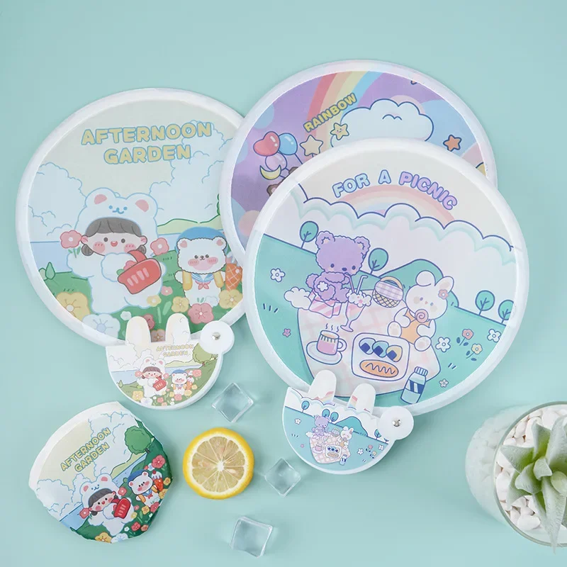 

Cute Folding Summer Fan Cartoon Portable Small Fan Mini Cloth Round Foldable Portable Fan