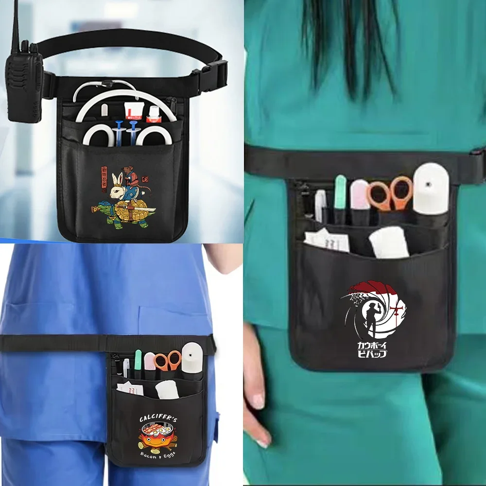 Universal Multiple Pockets Tool Waist Bag Nurse Organizer Bag Waterproof Nurses Medical Supplies Storage Bags Print Japan Series