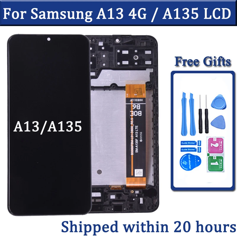 삼성 A13 4G A135 LCD 디스플레이 터치 스크린 디지타이저, 삼성 A13 LTE A135F A135U A135U1 LCD, 6.6 인치 