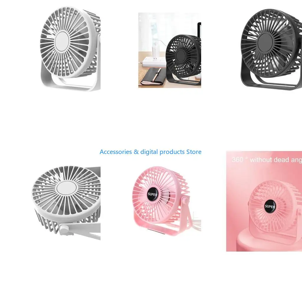 77JD Portable Fan USB Desk Fan Table Strong Airflows Quiet Operations 3 Speed Wind