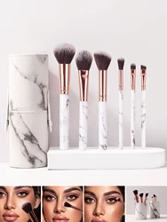 7PCS high -end PU makeup brush storage barrel marble tattoo cosmetics brush combination series beginners special makeup brush ki