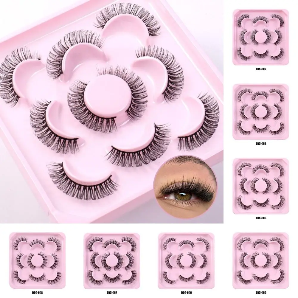 Wispy Long Russian Volume False Eyelashes Fluffy Soft Russian Strip Lashes DD Super Curl Comic Eye Lashes