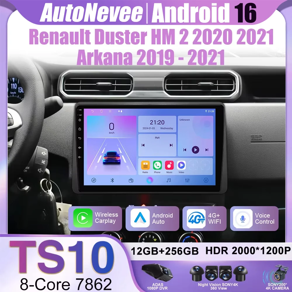 Radio de coche para Renault DACIA DUSTER Arkana 2018 - 2019 Android Auto Carplay navegación GPS reproductor de vídeo Multimedia estéreo No 2din