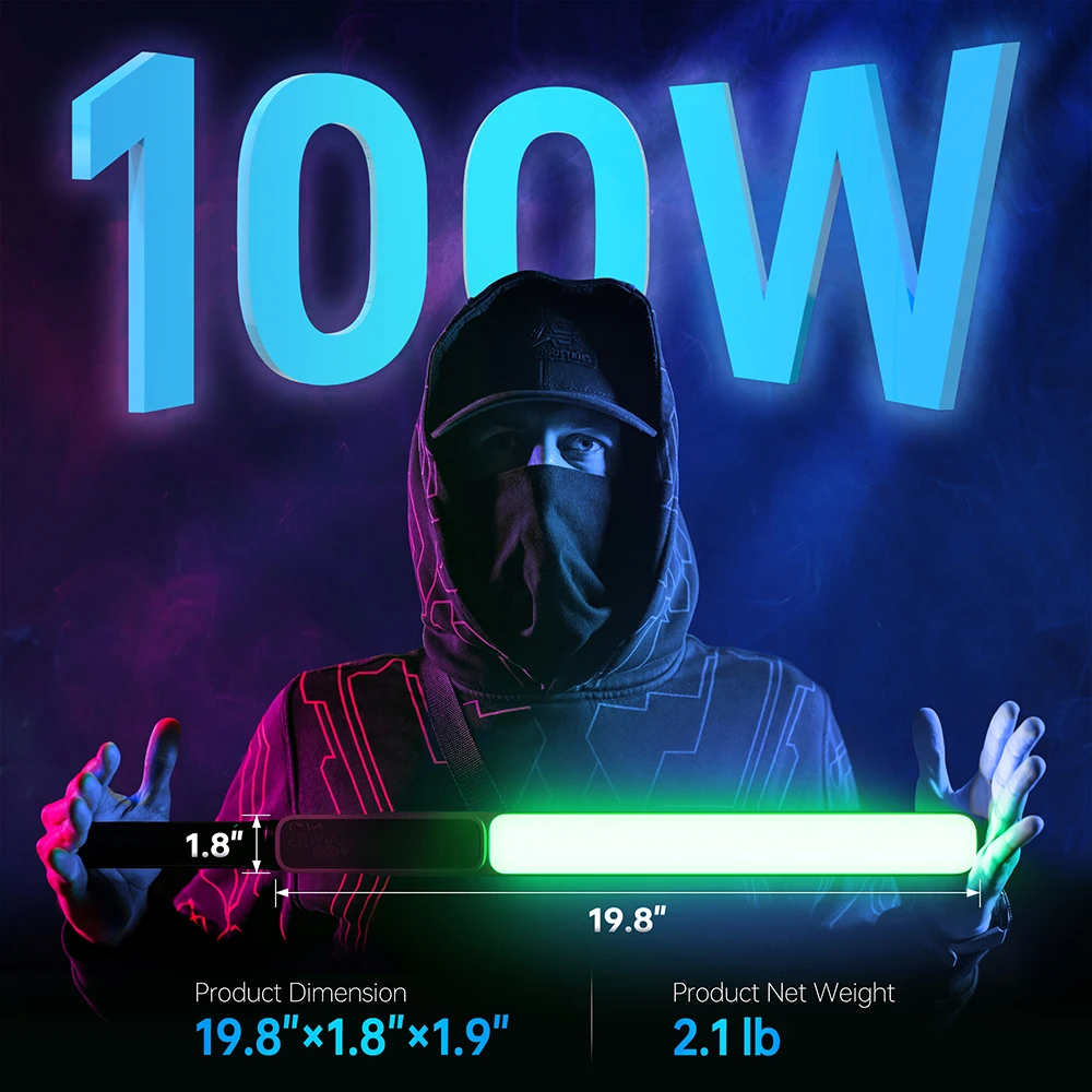 ZHIYUN CINEPEER CF100 100 Вт RGB Light Stick 2700K-6500K Ручной светодиодный светильник для видеосъемки для видеоблогов в прямом эфире