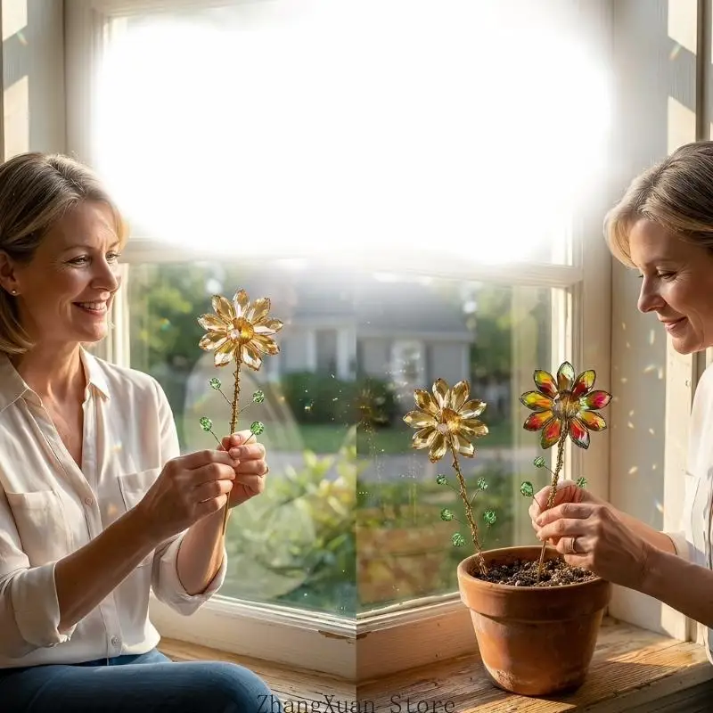 Sonnenblumen Kristall-Sonnenfänger mit kleinem Gitter für Topfpflanzendekorationen 3XUF – Detail 5