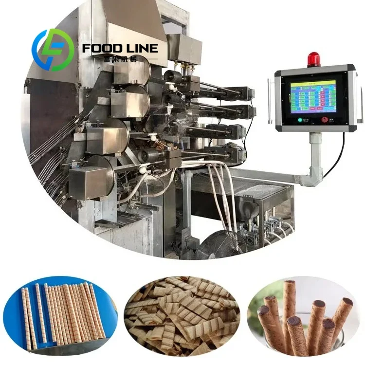 Four Ribbon Wafer Biscuit Egg Roll Complete Production Line Commercial Bakery Equipment Customize