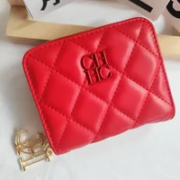 Nueva cartera CH para mujer, exquisita marca de lujo, monedero corto de Color sólido para mujer, Material PU de alta calidad, logotipo de marca exquisito